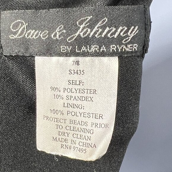 Y2K Dave & Johnny 7/8 Black Velvet Jeweled Formal Gown Crisscross Back Straps - Picture 11 of 12